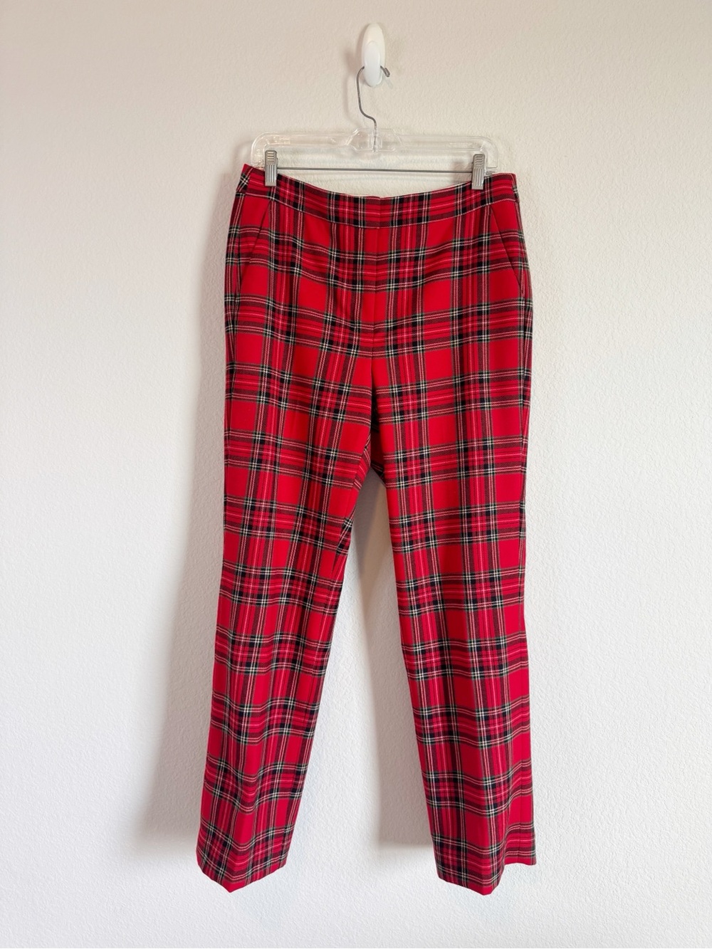 J. Crew Women's Kate Straight Leg Pants in Good Tidings Plaid Wool Blend Size 10